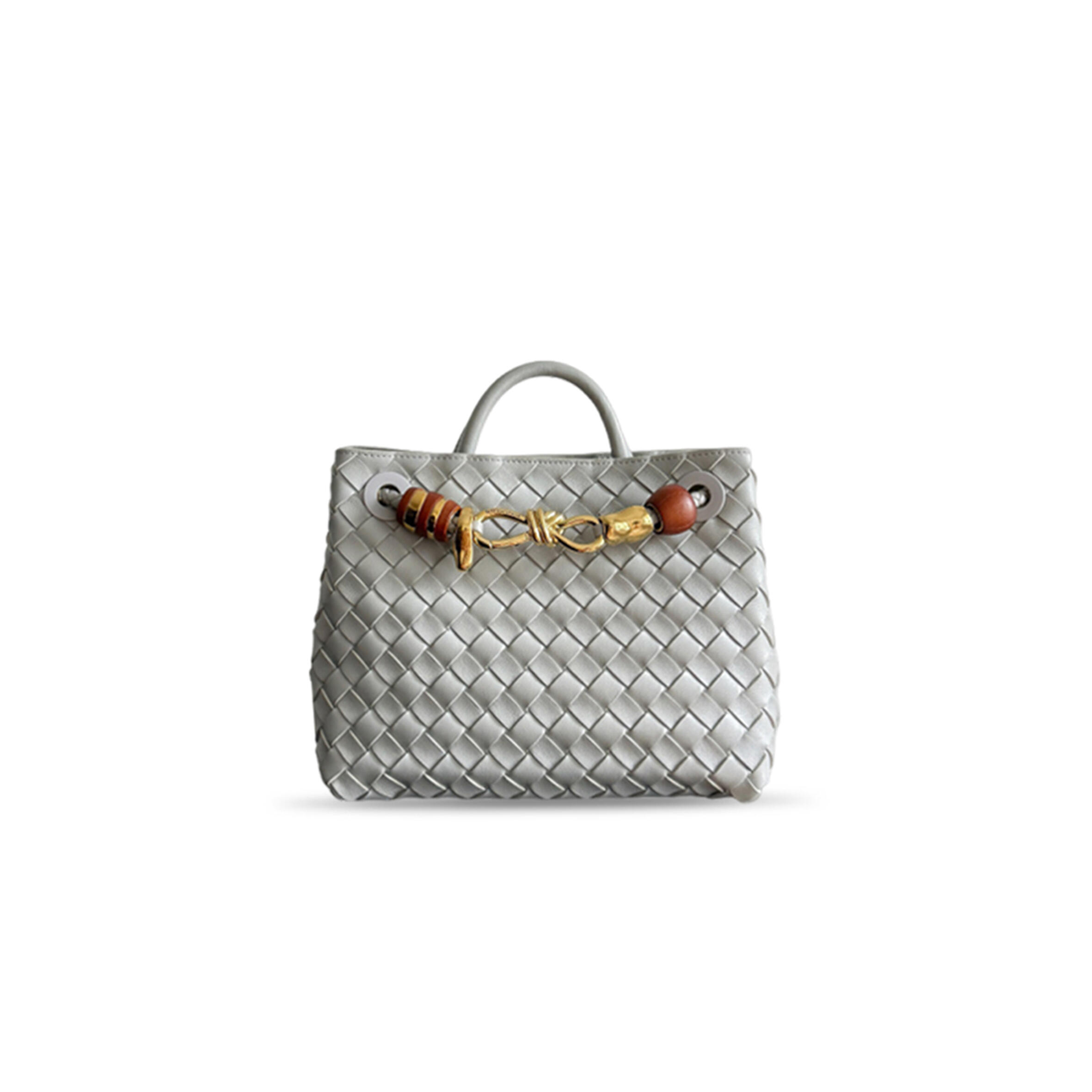 BOTTEGA VENETA SMALL ANDIAMO IN SILVER GRAY BAG 743568 (25*22*10.5cm)
